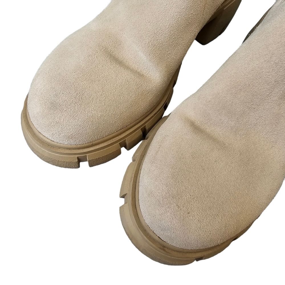 Steve Madden Women's Hutch Tan Sand Suede Chelsea Chunky Heel Boots Sz 9 - Picture 6 of 15